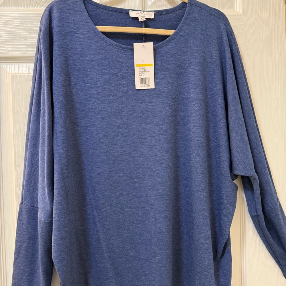 New Directions Blue Dolman Sleeve Oversized Top